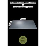 Plastmarket Paslanmaz Çelik Tezgah Üstü Kesme Tahtası, Hamur Yoğurma Tahtası, Tezgah Üstü Koruyucu, 70X50 cm