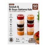 PLASTMARKET Sızdırmaz Kapaklı Mini Sosluk | Et Suyu - Kemik Suyu Saklama Kabı | Porsiyonluk Sosluk Kabı | Mama - Püre Saklama Kabı | 120 ml