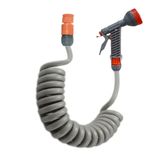 Plasyay 3 m Gri Spiral Sulama ve Yıkama Gül Başlıklı Hortum Seti