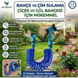 Plasyay Spiral Balkon Araç Yıkama Bahçe Sulama Hortumu ve Tetikli Ayarlı Tam Set - 5 METRE MAVİ