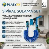 Plasyay Spiral Balkon Araç Yıkama Bahçe Sulama Hortumu ve Tetikli Tam Set - 2.5 Metre Mavi