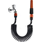 Plasyay Spiral Sulama Yıkama Hortumu Kelepçe Adaptörlü ve Ayarlı Nozul (Lans) Başlıklı Siyah Inci Setler - Kelepçe Adaptörlü Nozul (Lans) Set 3.5 Metre