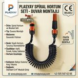 Plasyay Spiral Sulama Yıkama Hortumu Musluk Adaptörlü ve Ayarlı Nozul (Lans) Başlıklı Siyah Inci Set - Musluk Adaptörlü Nozul Set Siyah İnci 2.5 Metre