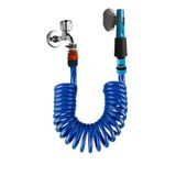 Plasyay Spiral Sulama&Yıkama Hortumu ve Ayarlı Lans Seti Mavi (Plastic, 5 Metre)