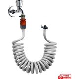Plasyay Spiral Wc Banyo Veranda Yıkama Bahçe Sulama Hortum Seti Kelepçe Adaptörlü 3.5 Metre Setler - 3.5 Metre Beyaz