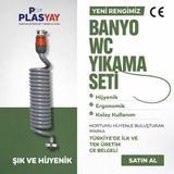 Plasyay Spiral Wc Banyo Veranda Yıkama Bahçe Sulama Hortum Seti Kelepçe Adaptörlü 4 Metre gri