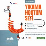 Plasyay Spiral Wc Banyo Veranda Yıkama Bahçe Sulama Hortum Seti Kelepçe Adaptörlü 5 Metre Setler - 5 Metre Turuncu