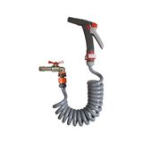 Plasyay Spiral Wc Banyo Yıkama Hortum Musluk Adaptörlü ve Yeni Tetikli Uzun Başlıklı Set (Gri, 3 Metre)