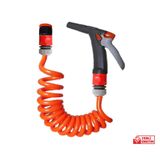 Plasyay Spiral Wc Banyo Yıkama Hortum Musluk Adaptörlü ve Yeni Tetikli Uzun Başlıklı Set (Turuncu, 3 Metre)