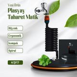 Plasyay Spiral Wc Taharet Hortum Matik ve Wc Banyo Yıkama Kelepçe Adaptörlü Setler Yeni Siyah Inci - Kelepçe Adaptörlü Wc Hortum Matik 120 cm