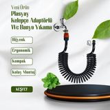 Plasyay Spiral Wc Taharet Hortum Matik ve Wc Banyo Yıkama Setleri Yeni Siyah Inci - Kelepçe Adaptörlü Yıkama Seti 150 cm