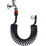 Plasyay Spiral Wc Taharet Hortum Matik ve Wc Banyo Yıkama Setleri Yeni Siyah Inci - Kelepçe Adaptörlü Yıkama Seti 350 cm