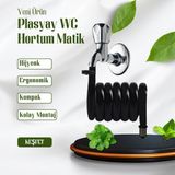 Plasyay Spiral Wc Taharet Hortum Matik ve Wc Banyo Yıkama Setleri Yeni Siyah Inci - Kelepçeli Wc Hortum Matik 98-100 cm