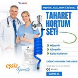 Plasyay Spiral Wc Taharet Hortumu Duvar Sabitlemeli Plastik Kelepçeli Yeni Ürün 120 Cm Mavi