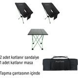 Platan 3 In 1 Sets - 2 Sandalye 1 Masa Seti Hp-L - Antrasit - Gri