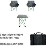 Platan 3 In 1 Sets - 2 Sandalye 1 Masa Seti Mh-M - Demir - Oxford Kumaş - Antrasit - Gri