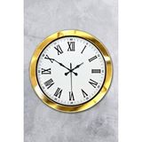 Platin 36 Cm Gold Metal Roma Rakamlı Duvar Saati Altın