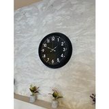 Platin 40 Cm Siyah Metal Siyah Kadran Duvar Saati