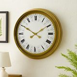Platin 60 Cm Gold Metal Roma Rakamlı Duvar Saati Altın