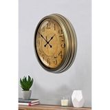 Platin Bronz Nostalji 40 Cm Metal Eskitme Duvar Saati Kahverengi