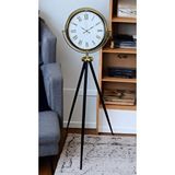 Platin Gold Göz Alıcı Tripod Ayaklı Duvar Saati Altın