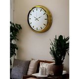 Platin Gold ve White Lüks Tasarım 40 Cm Gold Metal Duvar Saati Altın
