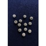 platin hediyelik ( 10 Adet ) 8 Mm Şambala Boncuk Cam Taşlı Takı Boncuğu