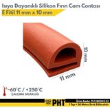 Platin Hırdavat Isıya Dayanıklı Silikon Fırın Cam Contası E Fitili Cam Genişlik 11MM Yükseklik 10MM - 50 METRE