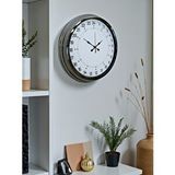 Platin Krom 40 Cm Metal 24 Saat Göstergeli Özel Tasarım Duvar Saati Gümüş