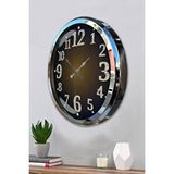 Platin Krom Işıltılı Zaman 52 Cm Metal Duvar Saati Gümüş