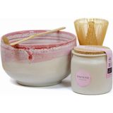 Platin Matcha Çay Seti, Organik Japon Seremonisi Tozu, Uji’den Elle Toplanmış Matcha, El Yapımı Kase, Bambu Süpürge ve Kaşık - Bej