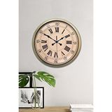 Platin Nostalji Stil 40 Cm Metal Eskitme Duvar Saati Kahverengi