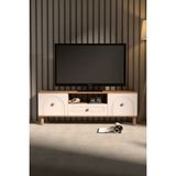 Platin Reyon Bohem Tv Ünitesi 180 cm MDF N Kapak Çizgili Modern Tasarım ve Suntalam Malzeme