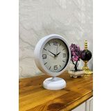 Platin Saat 25x20 Cm Beyaz Metal Lüks Masa Saati