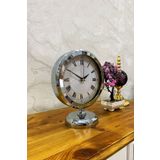 Platin Saat 25x20 Cm Krom Metal Lüks Masa Saati