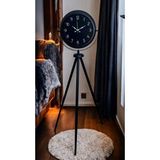 Platin Sade Siyah Tripod Ayaklı Saat