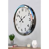 Platin Sade Ve Şık Krom 52 Cm Metal Dekoratif Duvar Saati Gümüş