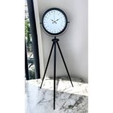 Platin Siyah 24 Saat Göstergeli Özel Tasarım Tripod Ayaklı Saat