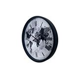 Platin Siyah 36 Cm Desenli Dekoratif Duvar Saati