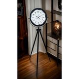 Platin Siyah Desenli Şık Tripod Ayaklı Saat