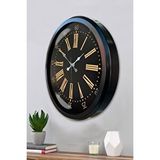 Platin Siyah Roma Rakamlı 52 Cm Metal Duvar Saati