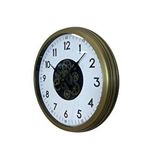 Platin Vintage 60 Cm Çarklı Modern Duvar Saati Kahverengi