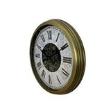 Platin Vintage Atlas Tasarım 60 Cm Çarklı Duvar Saati Kahverengi