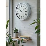 Platin White Prime Roma Rakamlı 40 Cm Metal Duvar Saati Beyaz