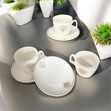 Platin Yaldızlı Kahve Fincan Seti 2Lİ - Beyaz - Gümüş