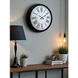 Platin Zentime Siyah Asil Tasarım Roma Rakamlı 40 Cm Metal Duvar Saati