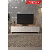 PlatinReyon Bohem 180 cm MDF Kapaklı TV Ünitesi Modern Tasarım Beyaz Suntalam Malzeme