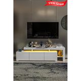 Platinreyon Luma Led Işıklı Tv Ünitesi Tv Sehpası 3 Kapaklı Tv Sehpası Kapaklı Televizyon Sehpası