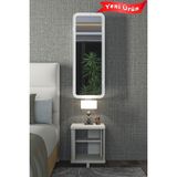 PlatinReyon MDF Kapaklı Çok Amaçlı Aynalı Takı Dolabı Beyaz Renk 40 x 120 cm Modern Tasarım