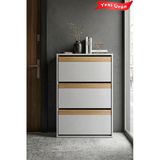 Platinreyon Nova Düşer Kapaklı Ayakkabılık Modern Antre Hol Dolabı Ayakkabı Düzenleyici Raflı Ayakkabılık 3 Bölmeli Ayakkabılık